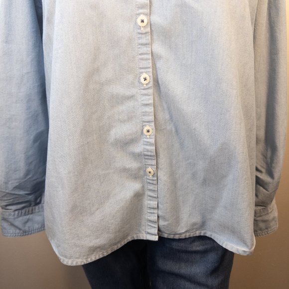 Duluth Trading Womens Size XL Shirt Denim Button Up Long Sleeve Coolmax Collared - Picture 5 of 11